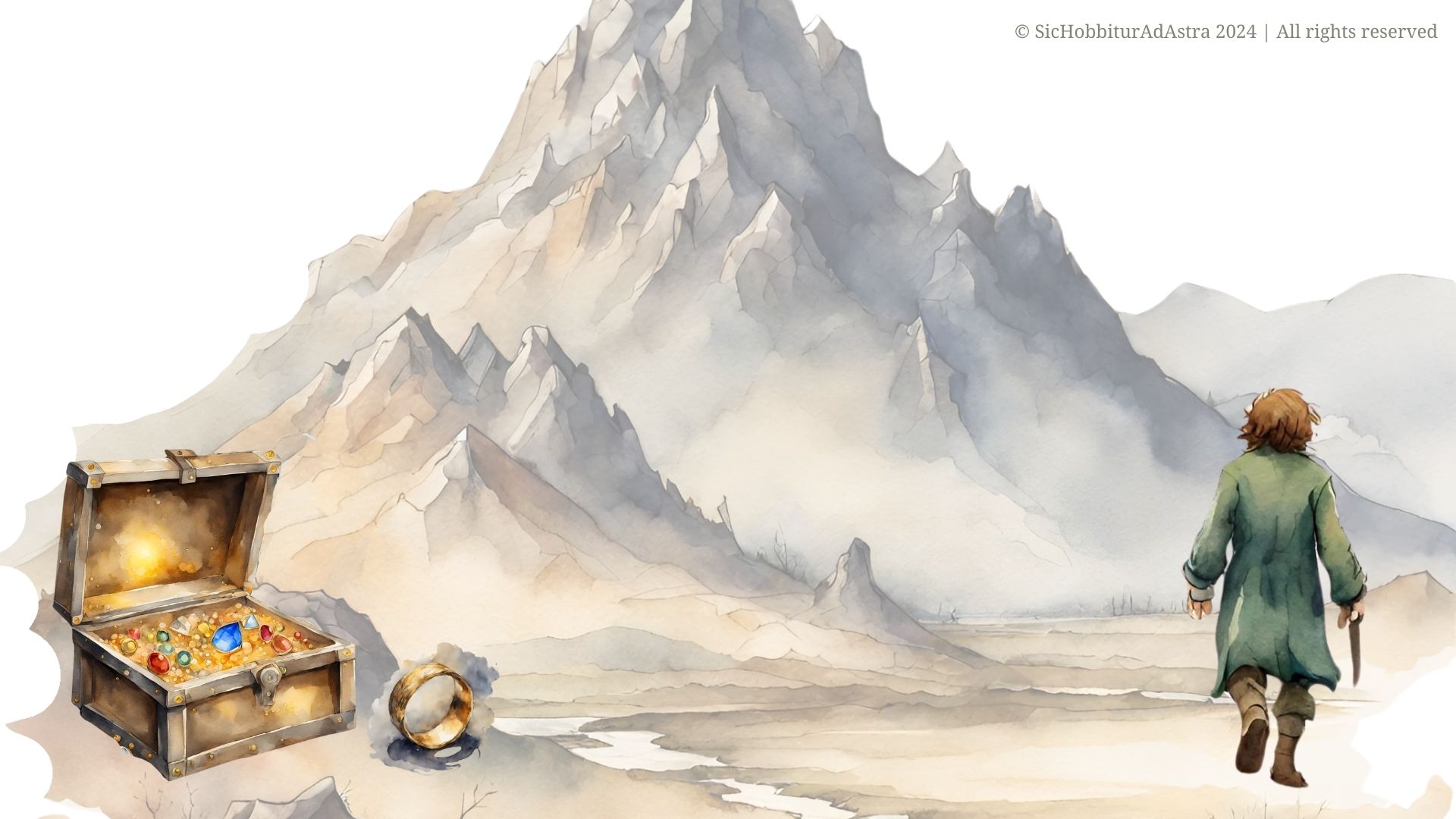 Themes of The Hobbit - Bilbo walking to the Lonely Mountain