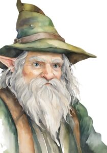 Watercolor of Bilbo Baggins in The Hobbit, showing the meaning of true friendship during his journey with Thorin and the dwarves.
