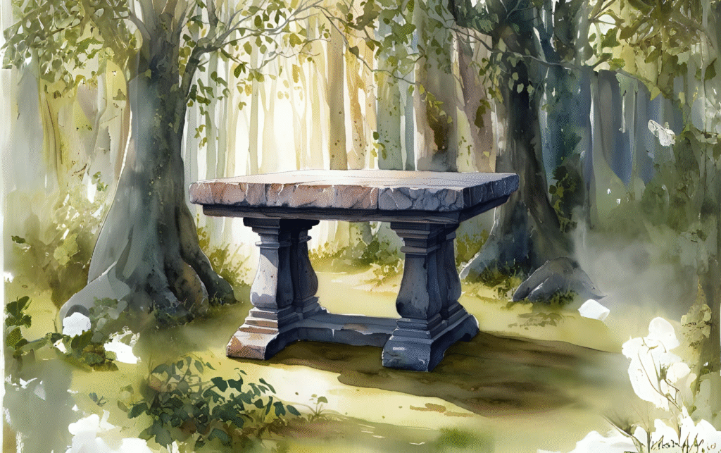 Aslan and Biblical symbolism comparison Illustration of Aslan on the Stone Table before his sacrifice in The Lion, the Witch and the Wardrobe – symbolic of Christ’s crucifixion.