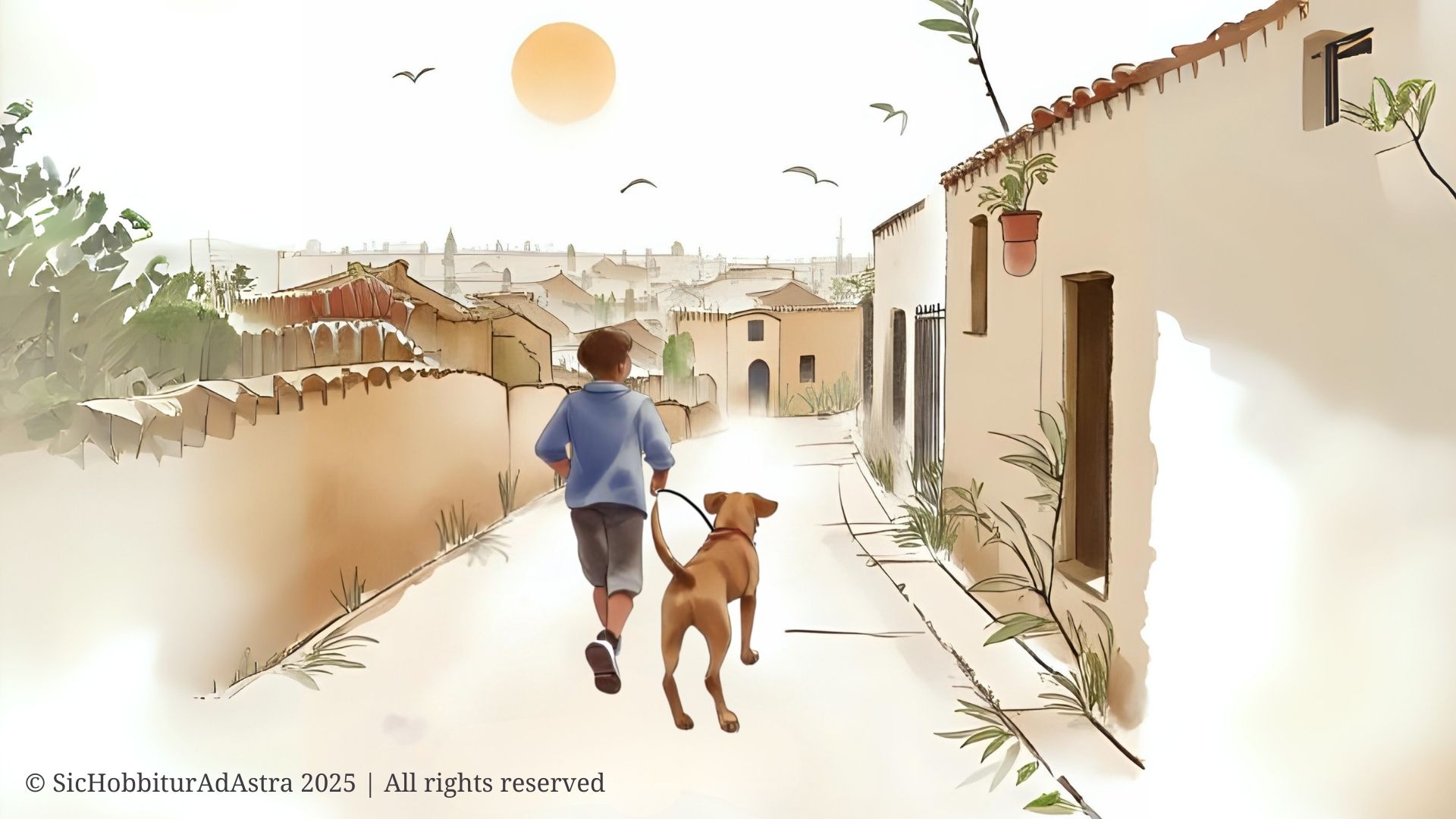 Assaf and his dog Dinka running through the streets of Jerusalem in search of Tamar, from Someone to Run With