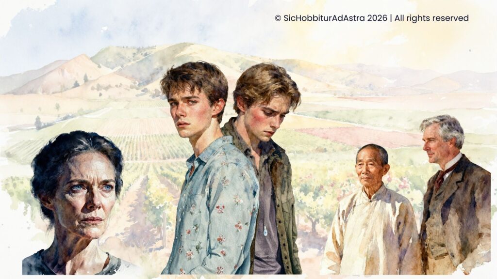 Salinas Valley Watercolor with East of Eden Characters